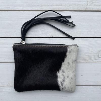 Tas Kim koeienhuid (Nguni) zwart wit 16x12cm
