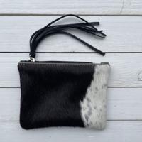 Tas Kim koeienhuid (Nguni) zwart wit 16x12cm