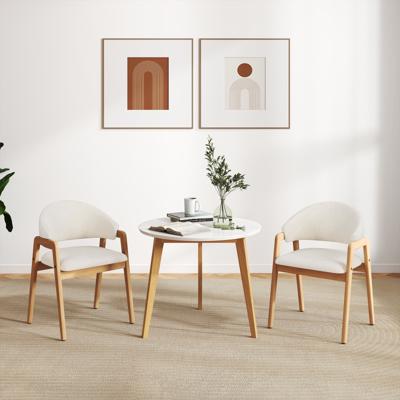 2-delige set Moderne Eetkamerstoelen Keukenstoelen met Gestoffeerde Zitting en Ergonomische Rugleuning Wit