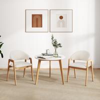 2-delige set Moderne Eetkamerstoelen Keukenstoelen met Gestoffeerde Zitting en Ergonomische Rugleuning Wit