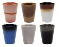 Set van 6 koffiekopjes - 310 ml - zonder oor - meerkleurig - 6 persoons - aardewerk - Earth style - Kade 171 - kopjes - hip en trendy - thumbnail