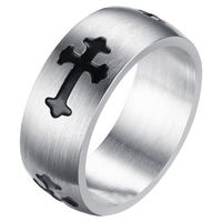 RVS Heren ring met zwart kruis-17mm