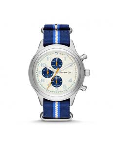 Horlogeband Fossil JR1460 Onderliggend Textiel Blauw 20mm