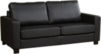 Zwarte leren moderne 2.5-zitsbank Energy - poot hout bruin - Hermes Leer Nero (zwart leer)