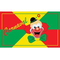 2x Carnaval feest vlaggen met clown 90 x 150 cm