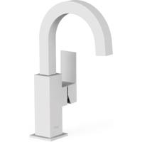 Wastafelkraan Tres Cuadro | Opbouw | Draaibare uitloop | Mengkraan | Standaard model | 1-hendel | Vierkant | Wit mat