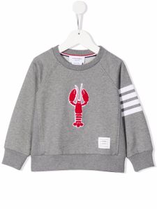 Thom Browne Kids sweat en coton à détail 4 bandes signature - Gris