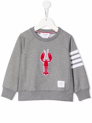 Thom Browne Kids sweat en coton à détail 4 bandes signature - Gris