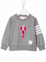 Thom Browne Kids sweat en coton à détail 4 bandes signature - Gris