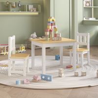 3-delige Kindertafel- en stoelenset MDF wit en beige