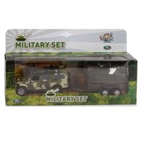 Kids Globe die-cast land rover met aanhanger leger, 27cm Kids Globe die-cast land rover met aanhanger leger, 27cm