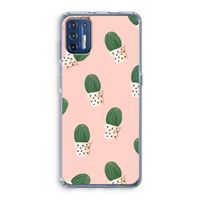 Cactusprint roze: Motorola Moto G9 Plus Transparant Hoesje