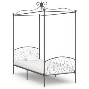 Hemelbedframe metaal grijs 90x200 cm