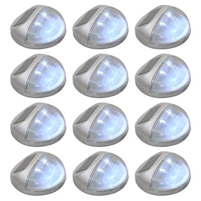 VidaXL Led-wandlampen solar rond zilver 12 st