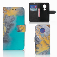 Motorola Moto G7 | G7 Plus Bookcase Marble Blue Gold