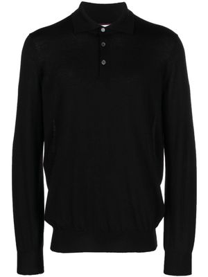 Brunello Cucinelli polo en laine vierge à manches longues - Noir
