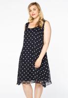 Yoek Mouwloze jurk DOTS | Blauw | Maat 58/60