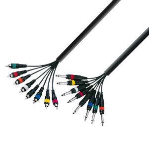 Adam Hall 3 Star L8 PC 0500 multikabel 8 x Jack TS naar 8 x RCA 5 m