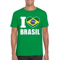 Groen I love Brazilie fan shirt heren