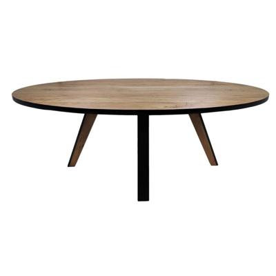Ovale eettafel Milano - 220x110x76 - Naturel/zwart - Acaciahout/ijzer