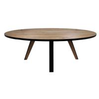 Ovale eettafel Milano - 220x110x76 - Naturel/zwart - Acaciahout/ijzer