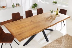 Design eettafel GALAXIE 200cm naturel eiken massief houten sterframe boomrand - 43104