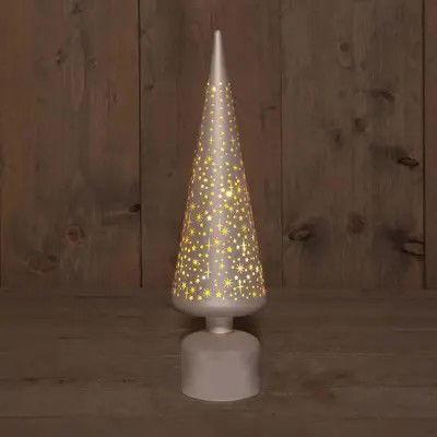 Kerstboompje glas met sterren 10led warm wit d10x39 cm champagne - Annas collection