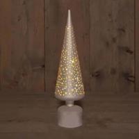 Kerstboompje glas met sterren 10led warm wit d10x39 cm champagne - Annas collection