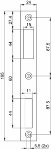 Nemef P 9600/17 Sluitplaat | RVS 24x195mm rechthoekig | DR 1+2+3+4 - 9960090170
