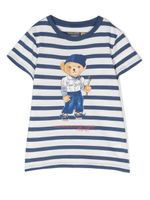 POLO RALPH LAUREN KIDS t-shirt rayé à imprimé Polo Bear - Blanc