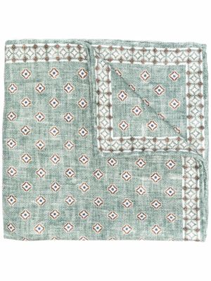 Brunello Cucinelli écharpe en soie à motif monogrammé - Vert