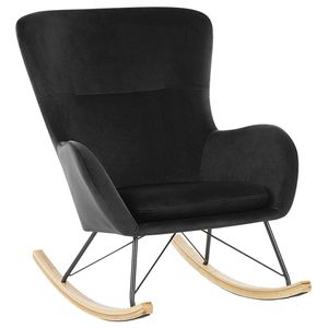 Beliani ELLAN - Schommelfauteuil-Zwart-Fluweel