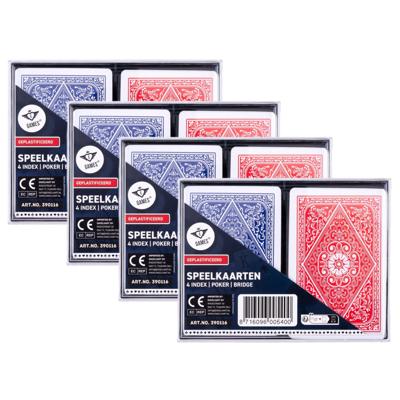 Longfield games 4x sets Speelkaarten - blauw/rood - 4x 54 kaarten - klassiek - kaartspel