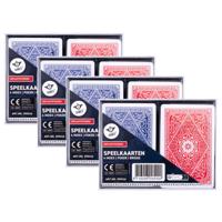 Longfield games 4x sets Speelkaarten - blauw/rood - 4x 54 kaarten - klassiek - kaartspel