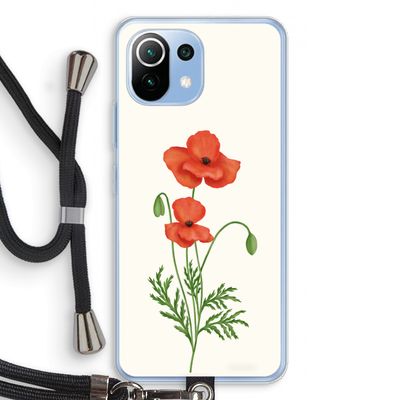 Red poppy: Xiaomi Mi 11 Lite Transparant Hoesje met koord