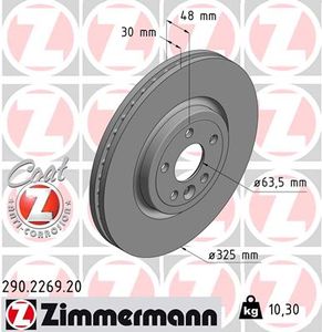 Remschijf COAT Z ZIMMERMANN, Remschijftype: Binnen geventileerd, u.a. fÃ¼r Jaguar, Land Rover