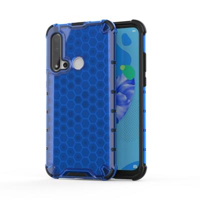 Voor Huawei Nova 5i honingraat schokbestendig PC + TPU beschermhoes (blauw)