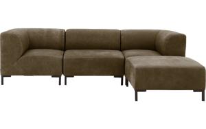 Goossens Excellent Bank Marshall Met Hocker groen, leer, 1,5-zits, urban industrieel