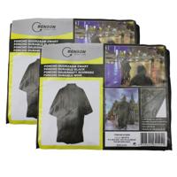 Benson Regenponcho - 2x stuks - zwart - herbruikbaar - voor volwassenen - poncho