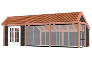 Trendhout Kapschuur De Stee 900x360 cm - Combinatie 1- Kapschuurdak- Onbehandeld lariks Douglas hout- Trendhout