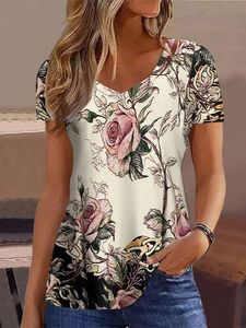 Floral Knitted Loose Casual T-Shirt