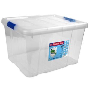 1x Opbergboxen/opbergdozen met deksel 25 liter kunststof transparant/blauw   -