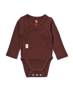 HEMA Newborn Meegroei Overslagromper Rib Donkerbruin (donkerbruin)
