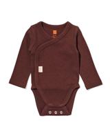 HEMA Newborn Meegroei Overslagromper Rib Donkerbruin (donkerbruin)