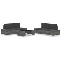 5-delige Loungeset poly rattan grijs