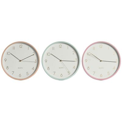 Muurklok Home ESPRIT Koraal Munt Lila PVC 25,5 x 4,3 x 25,5 cm (3 Stuks)