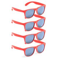 Party zonnebril - 4x - rood - kunststof - UV400 - verkleedbril voor volwassenen