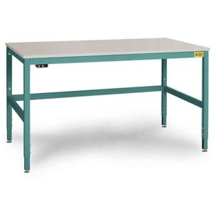 Manuflex LC3926.5021 ESD ESD-werktafel CANTOLAB speciale met kunststof plaat, bxdxh = 2000 x 1000 x 758-958 mm Waterblauw