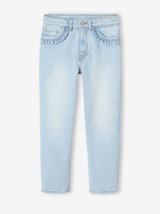 Rechte jeans MorphologiK meisjes heupomvang Large gebleekt denim