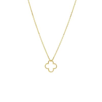 14k Geelgouden Collier met Bloem Hanger - Verstelbaar 40-44 cm